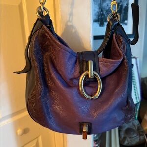 Diane Von Furstenberg Deep Purple Hobo Bag with Gold Rings